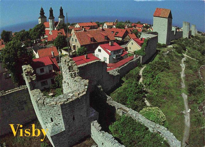 Visby Wisby Sweden Schloss Fliegeraufnahme