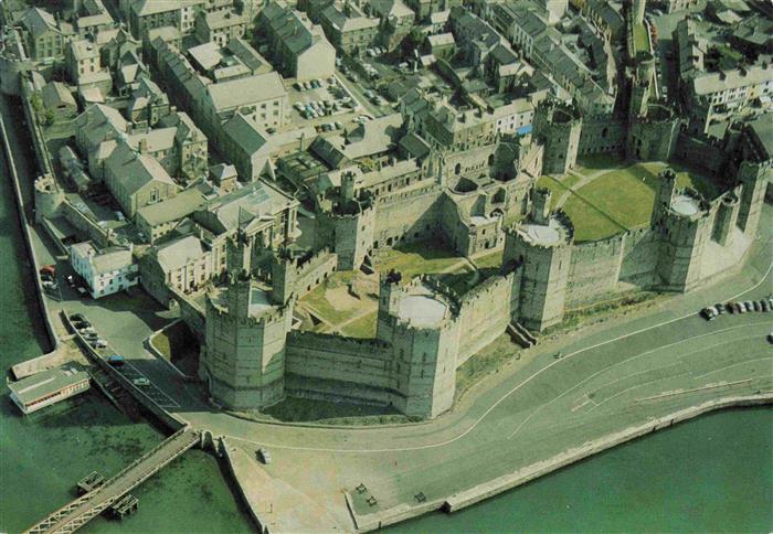 Caernafon Caernarvon Wales UK Caernarvon Castle Air view