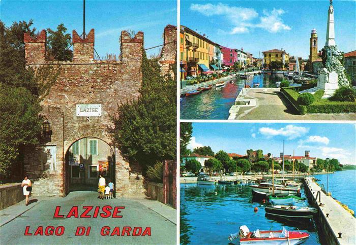 Lazise Lago di Garda IT Stadttor Hafen Panorama