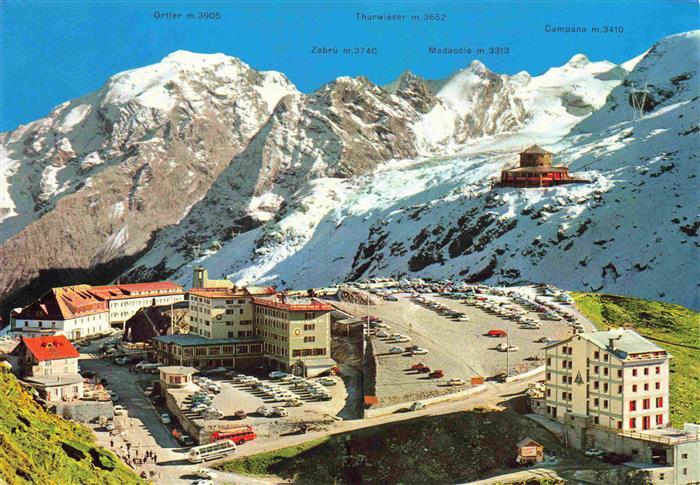 Stilfserjoch 2750m Passo dello Stelvio IT Fliegeraufnahme mit Ortlergruppe