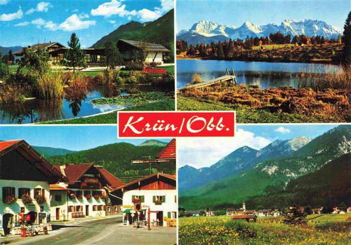 Kruen Garmisch-Partenkirchen Kurpark Geroldsee mit Karwendel Dorfplatz Soierngru