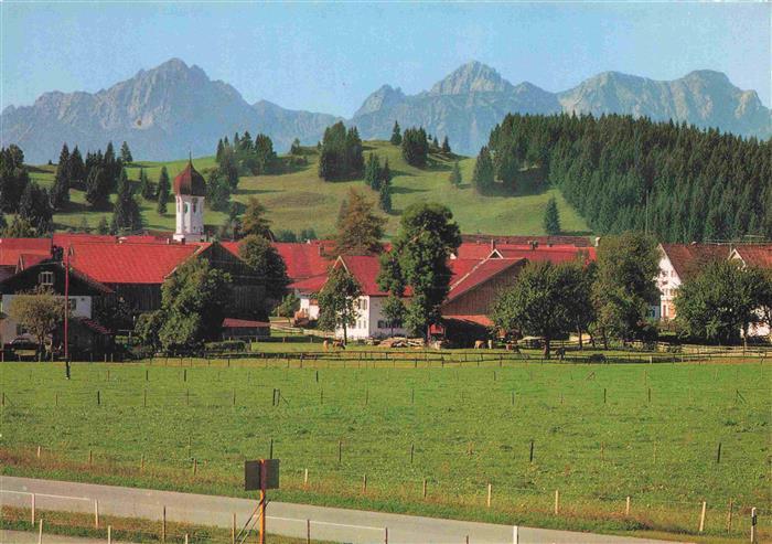 Rosshaupten Forggensee Bayern mit Gernspitze Koellespitze und Schlicke