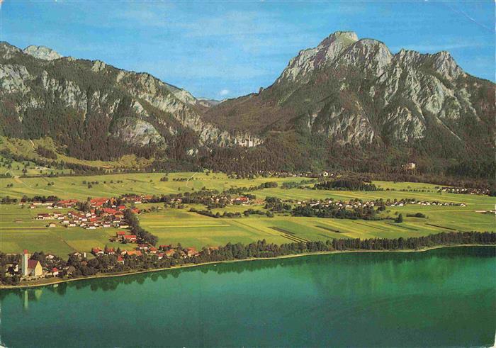 Forggensee Fuessen Allgaeu mit Waltenhofen Schwangau Koenigsschloesser Hohenschw