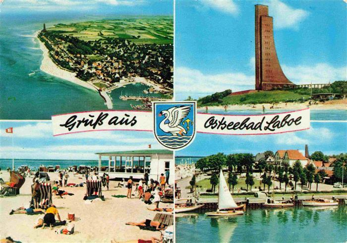 LABOE Ostseebad Fliegeraufnahme Marine Ehrenmal Strand Bootsliegeplatz