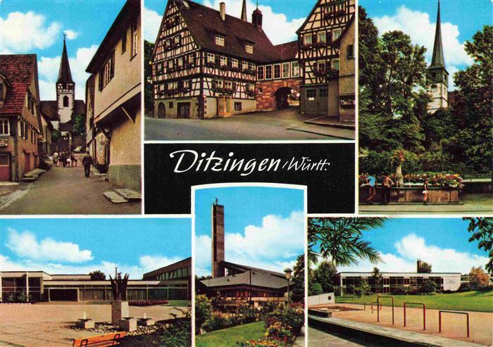 Ditzingen Gasse Fachwerkhaeuser Kirchen Schule