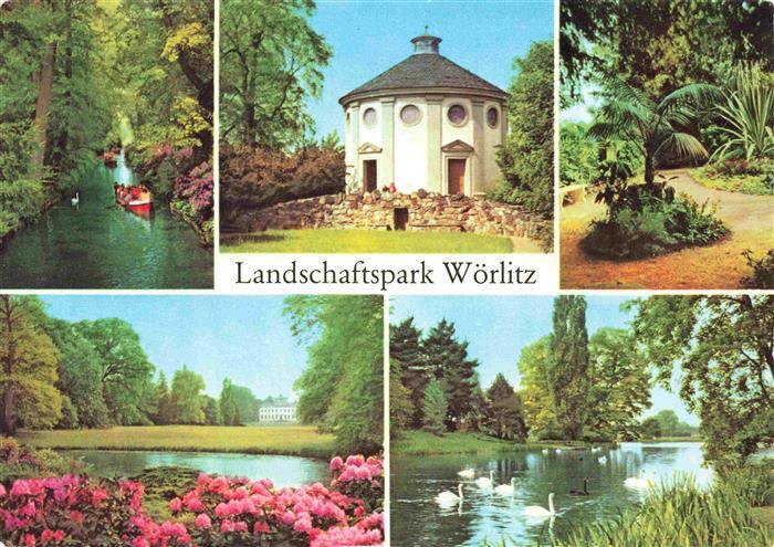 Woerlitz Sachsen-Anhalt Kanal am Gotischen Haus Vestatempel im Palmengarten am F