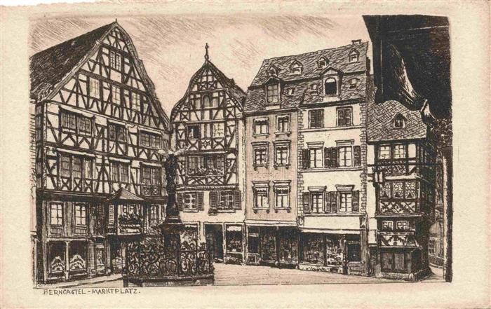 Berncastel BERNKASTEL-KUES Marktplatz Radierung
