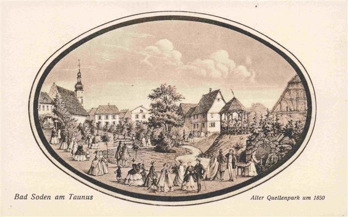 BAD SODEN Taunus Alter Quellenpark um 1850