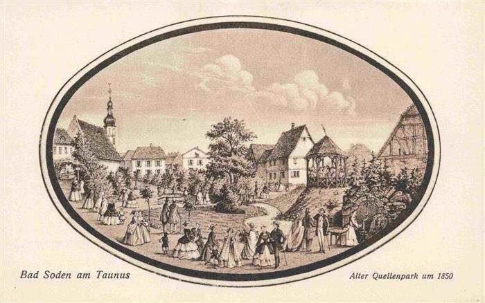 BAD SODEN Taunus Alter Quellenpark um 1850