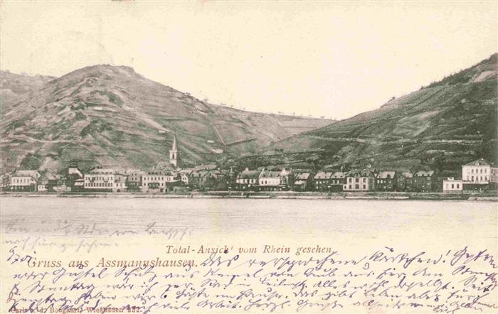 AssMANNSHAUSEN Rhein Totalansicht vom Rhein gesehen