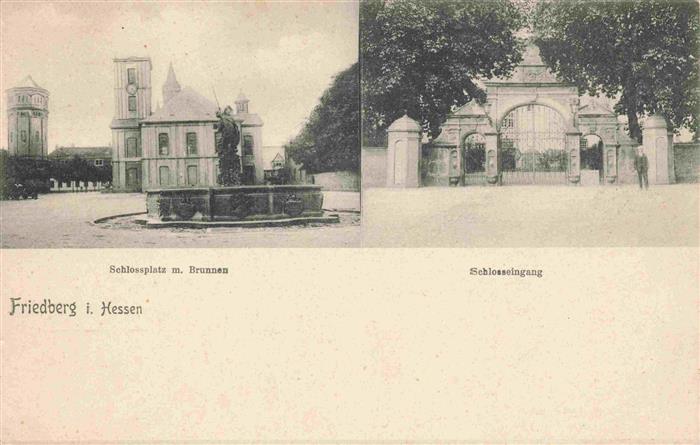 Friedberg Hessen Schlossplatz mit Brunnen Schlosseingang