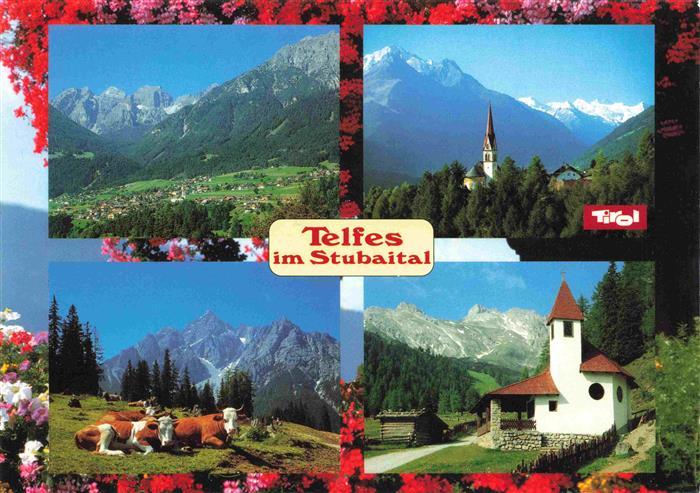 Telfes Stubai mit Kalkkoegel mit Stubaier Gletscher Blick zur Series Kapelle Sch