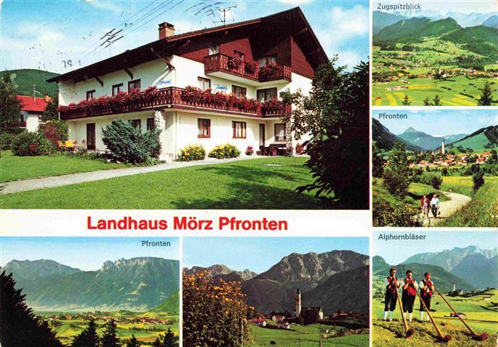Pfronten Bayern Landhaus Moerz Zugspitze Ortsansichten Alphornblaeser