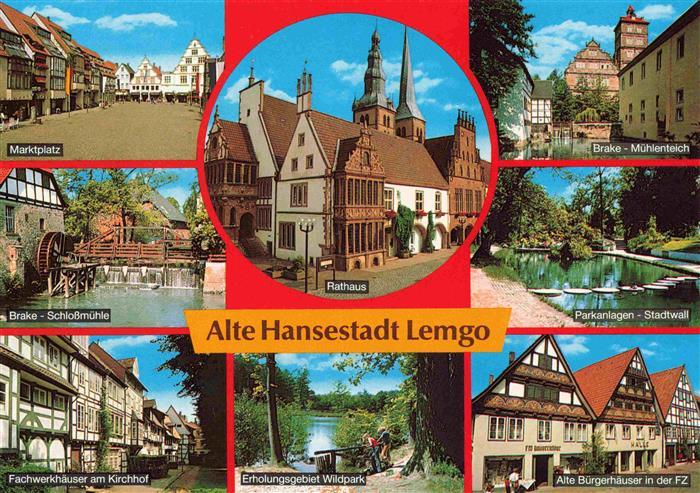 Lemgo NRW Marktplatz Brake Schlossmuehle Fachwerkhaeuser Wildpark Rathaus Muehle