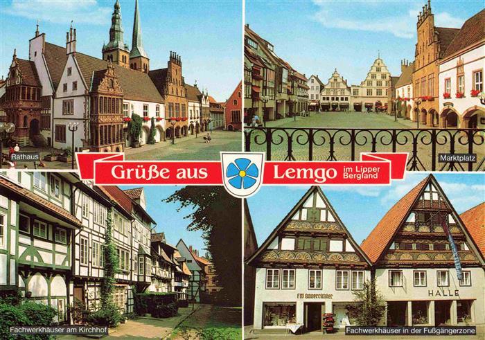 Lemgo NRW Rathaus Marktplatz Fachwerkhaeuser Fussgaengerzone