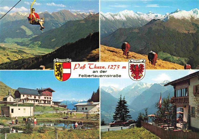 Pass Thurn 1273m AT Sessellift mit Grossglockner Hotel Gasthof Pass Thurn Restau