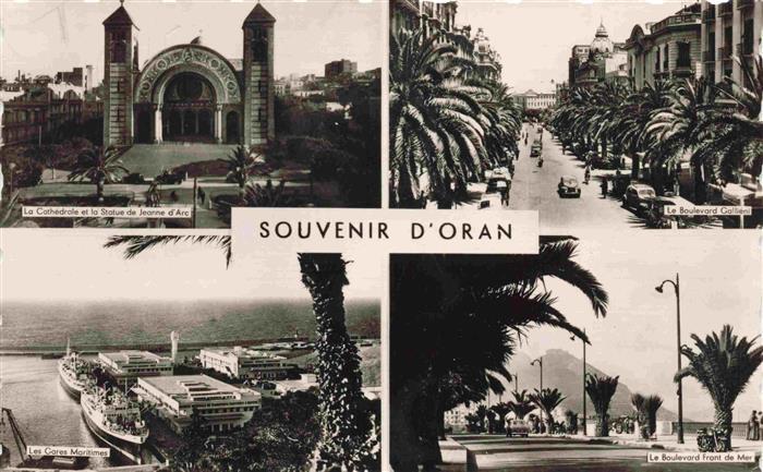 ORAN Algerie La Cathédrale et la Statue de Jeanne d'