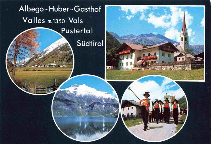 Vals Valles Suedtirol IT Albego Huber Gasthof Dolomiten Alto Adige Kirche Tracht