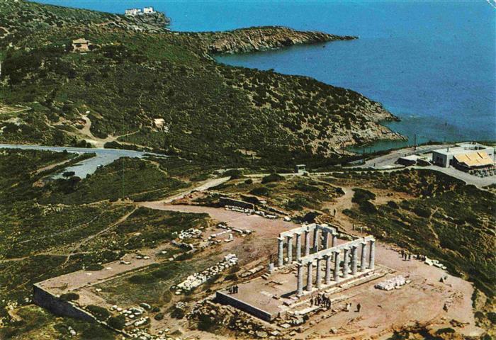 Sounion Greece Der Poseidontempel Fliegeraufnahme