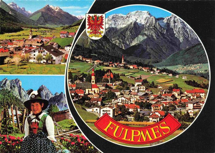 Fulpmes Tirol AT Panorama Trachtenmaedchen