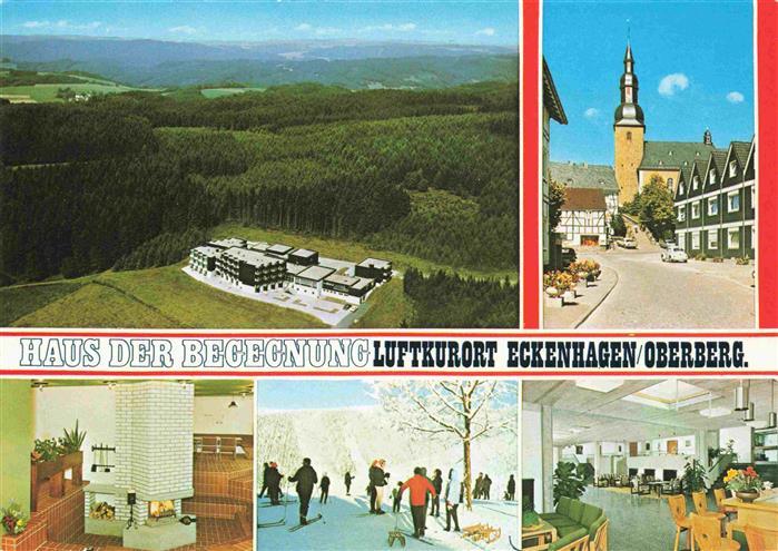 Eckenhagen Haus der Begegnung Fliegeraufnahme Gastraeume Skipiste  Ortspartie Ki