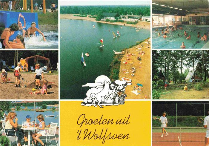 Mierlo Ferienpark 't Wolfsven Kinderspielplatz Hallenbad Fliegeraufnahme Tennisp