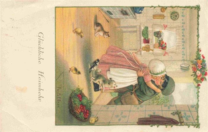 Ebner Pauli Kuenstlerkarte Glueckliche Heimkehr