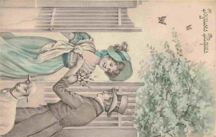 Ostern Easter Paques Pasqua-- K.Vienne Frau Mann Schaf