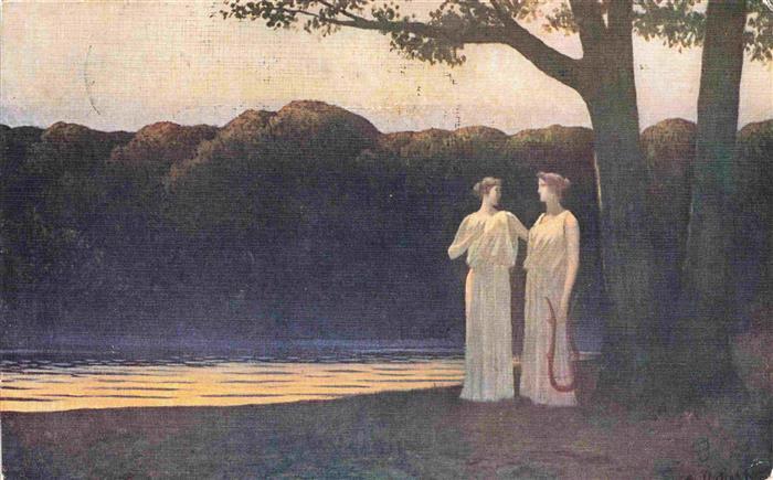 Osbert Alphonse Kuenstlerkarte Au bord de eau soir