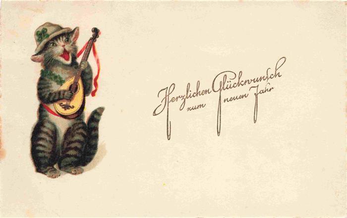 Verlag WS SB Nr. 9648/1 Glückwunsch Neuen Jahr Katze Git