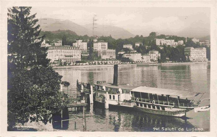 Dampfer Seitenrad Saluti da Lugano