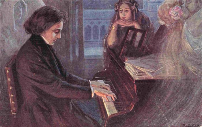 Balestrieri Kuenstlerkarte F.Chopin componist Les Preludes