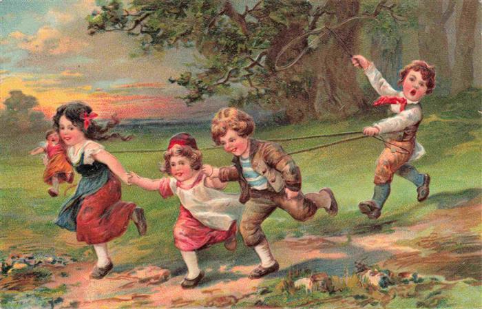 Kinder Child Enfants Kuenstlerkarte Basel Litho