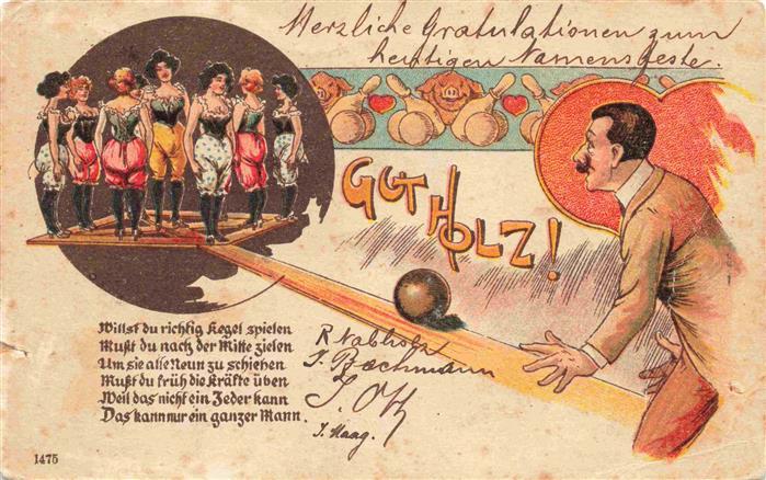 Kegeln Bowling Bolos-- Frauen Litho