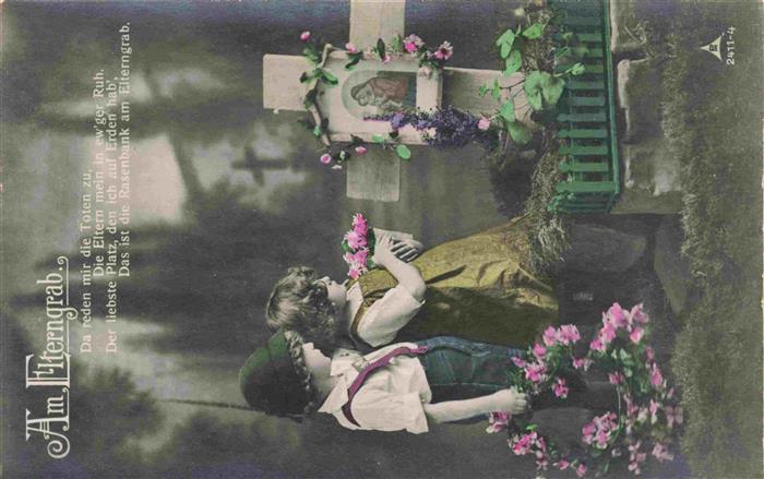 Foto PH Paris Nr. 2411-4 Am elterngrab Kinder