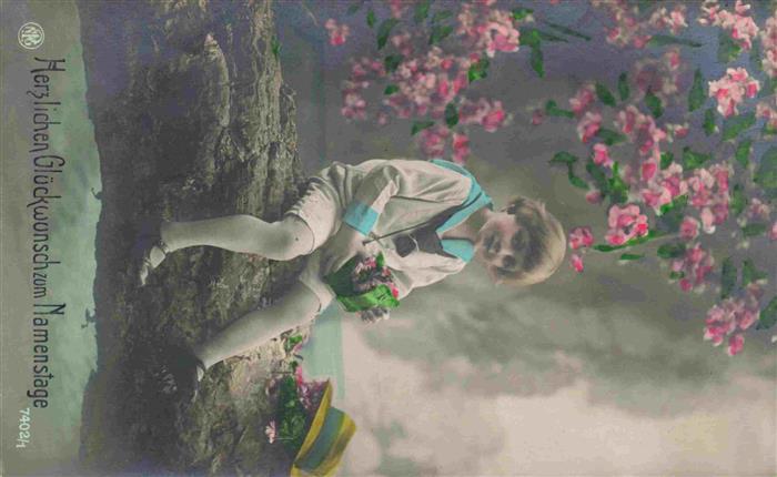 Foto NPG Nr. 7402/1 Namentage Glueckwunsch Kind Hut