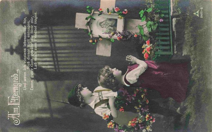 Foto PH Paris Nr. 2411-5 Am Elterngrab Kinder