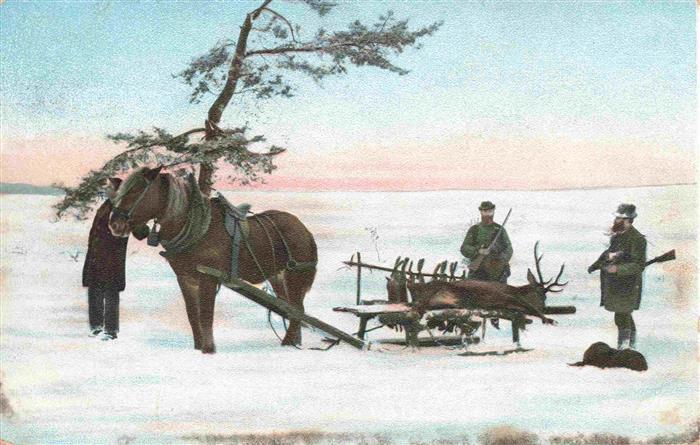 Jagd Chasse Hunting BEX Pferd Reh Winter