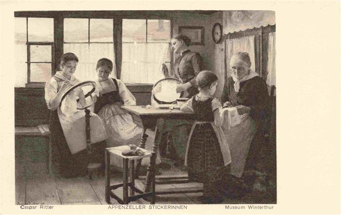 Ritter Caspar Kuenstlerkarte Appenzeller Stickerinnen Winterthur