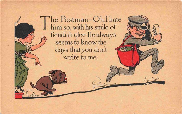 Post Davis Message Hund Frau Bote