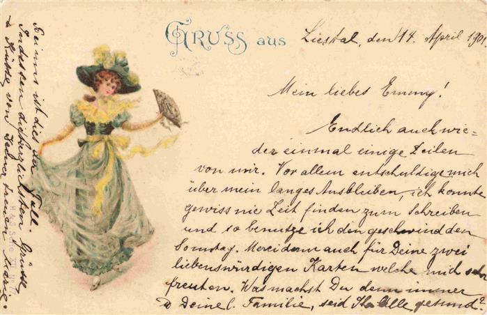 Faecher Mode Fan Eventail Abanico Ventaglio-- Gruss aus Frau Litho