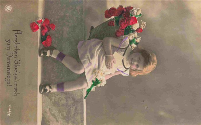 Foto NPG Nr. 7544-2 Namenstage Maedchen Kind Bluemen