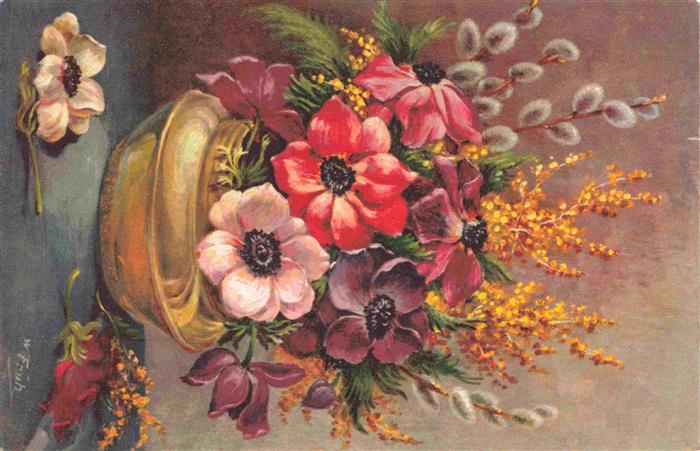 Frueh W. Kuenstlerkarte Bluemen Vase