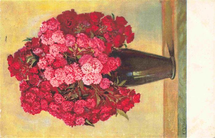 Doehrle K Kuenstlerkarte Rosen Vase