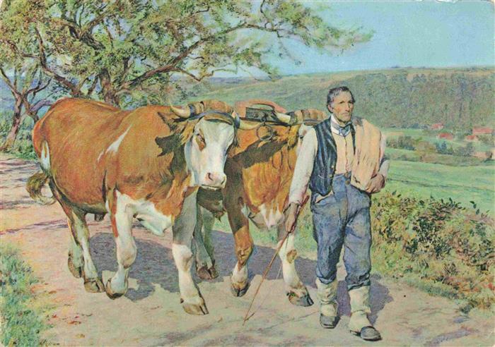 Burnand Eugene Kuenstlerkarte Le Paysan Schweiz Rote Kreuz