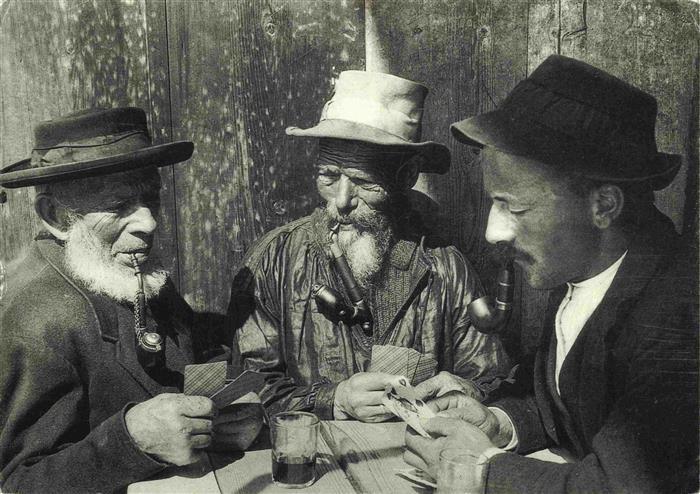 Kartenspiel-Postkarte Jeu de Cartes CPA-- Pfeife Maenner