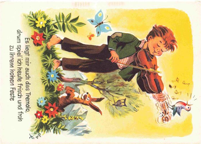 Geige Violine Violon-- Vogel Hase Schmmeterling