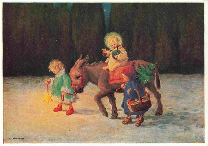 Schoenermark M. Kuenstlerkarte Nr. 4317 Christkindleins Reise