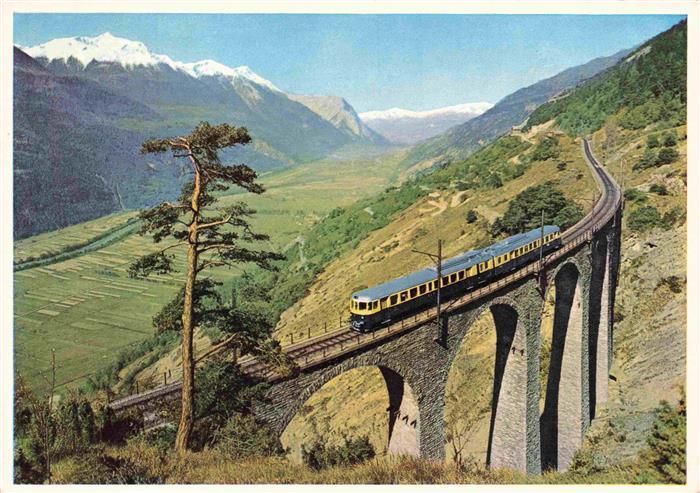 Eisenbahn Railway Chemin de Fer Blauer Pfeil Loetschbergbahn Suedrampe Wallis