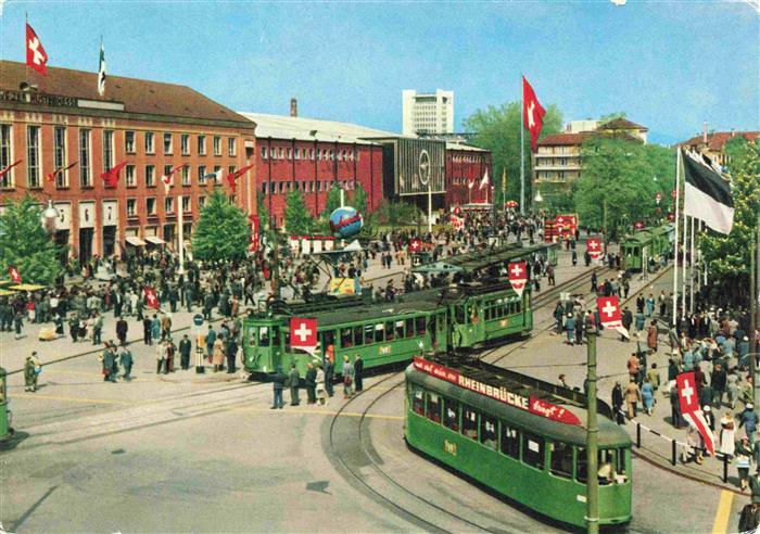 Strassenbahn Tramway-- Schweiz Mustermesse Basel Vorplatz Eingang Hallen 10-21